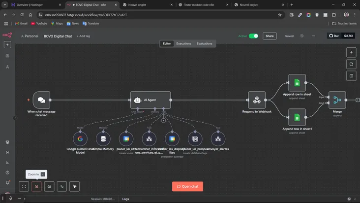 Screenshot of the Intelligent Chatbot for BOVO Digital project — Automation