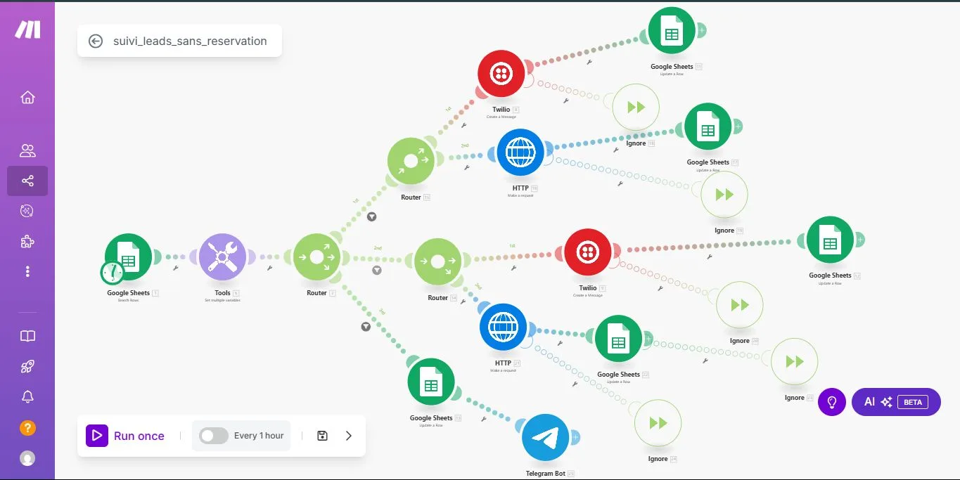 Capture d'écran du projet Suivi Actif des Liens Calendly Non Cliqués — Automatisation