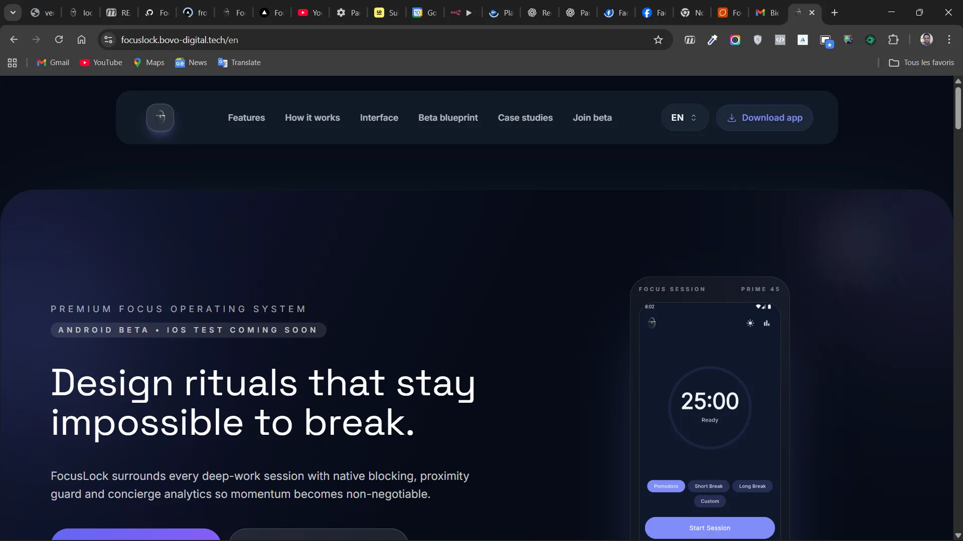 FocusLock — Landing Page Premium — Développement Web
