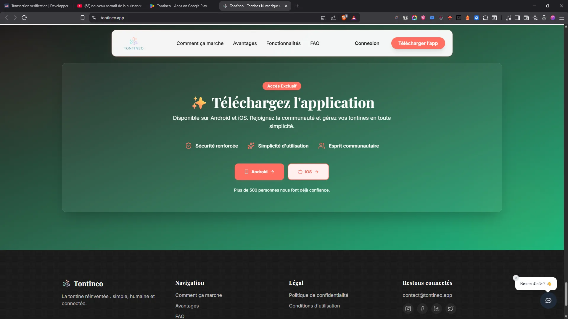 Tontineo - Premium Landing Page — Web Development