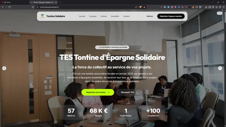 Capture d'écran du projet Tontine Épargne Solidaire — Développement Web