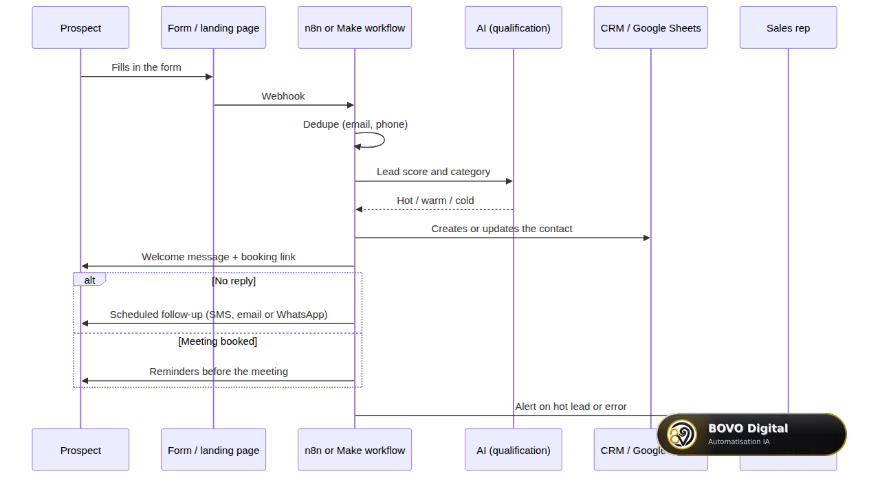 Sequence of a lead-capture and follow-up workflow